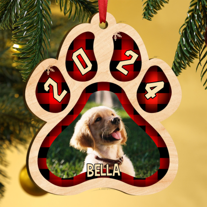 Personalized Pet Photo Christmas Ornament Customized Photo & Name Acrylic Hanging Ornament