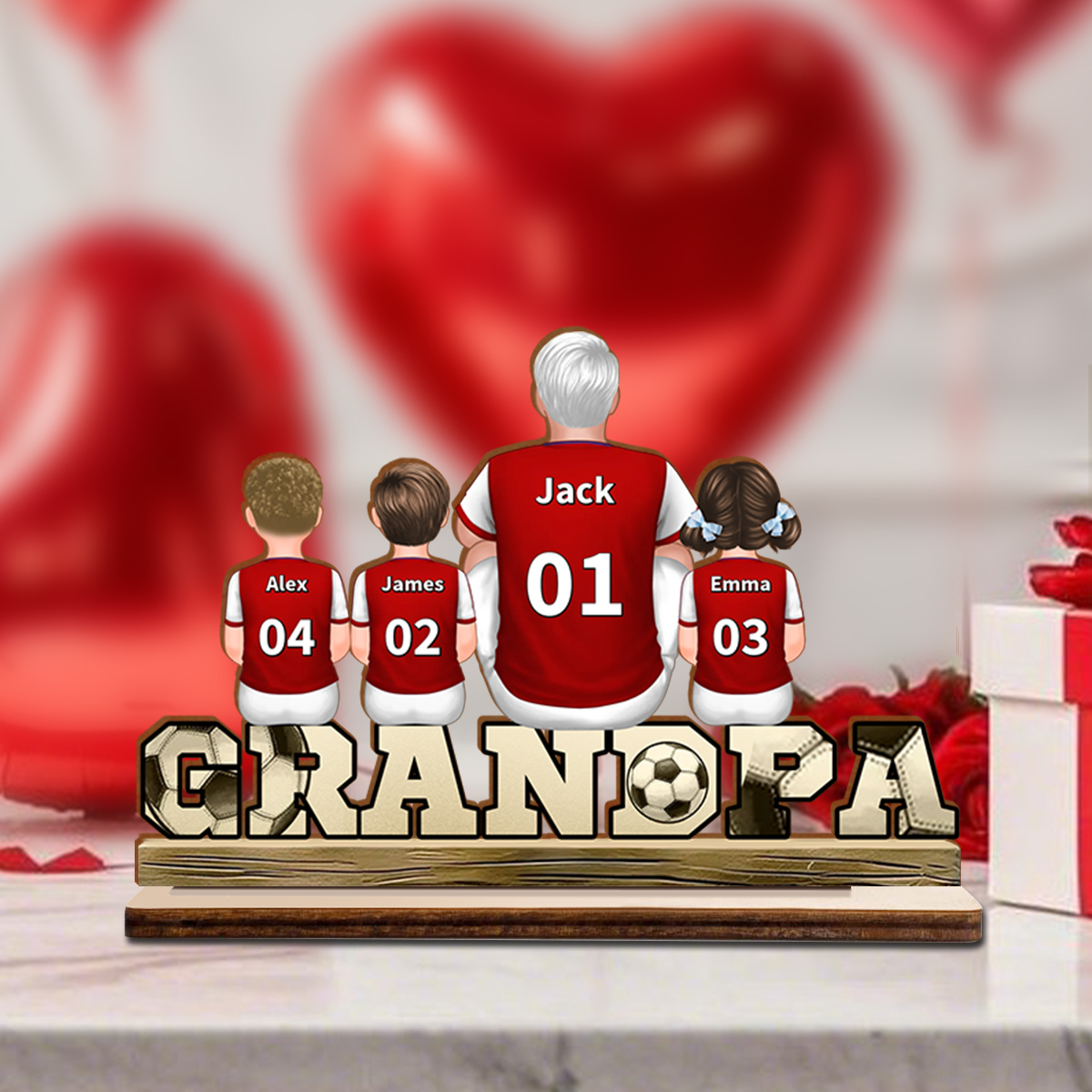Customizable Wooden Ornament with Number Name Color | Soccer Grandpa Gift – Jessemade