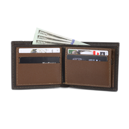 4 Names - Personalized Photo Custom Leather Men's Folding Wallet as a Father's Day Gift for Dad