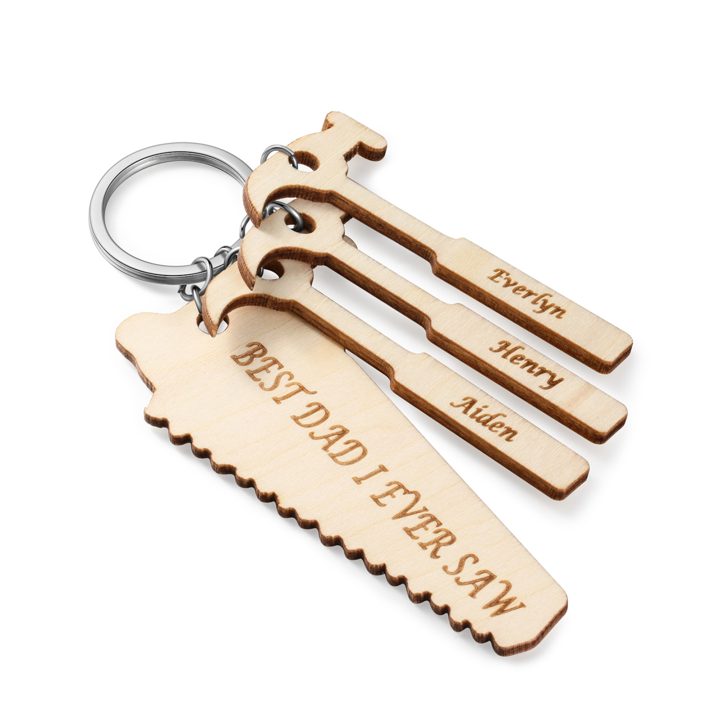 To my dad Customized 3 names Keychain