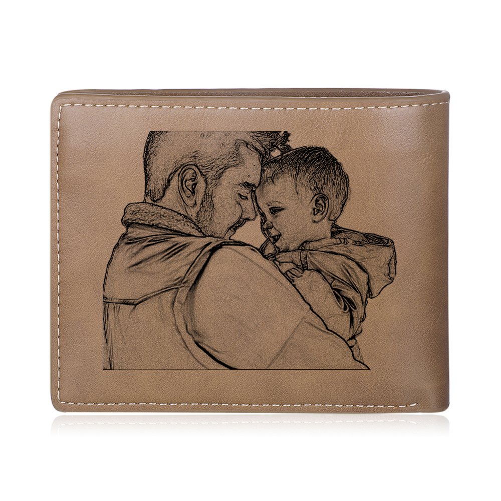 5 Names - Personalized Fist Style Leather Men's Wallet Custom Photo Wallet for Dad