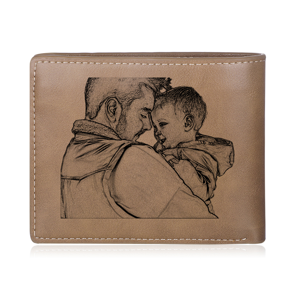 2 Names - Personalized Fist Style Leather Men's Wallet Custom Photo Wallet for Dad