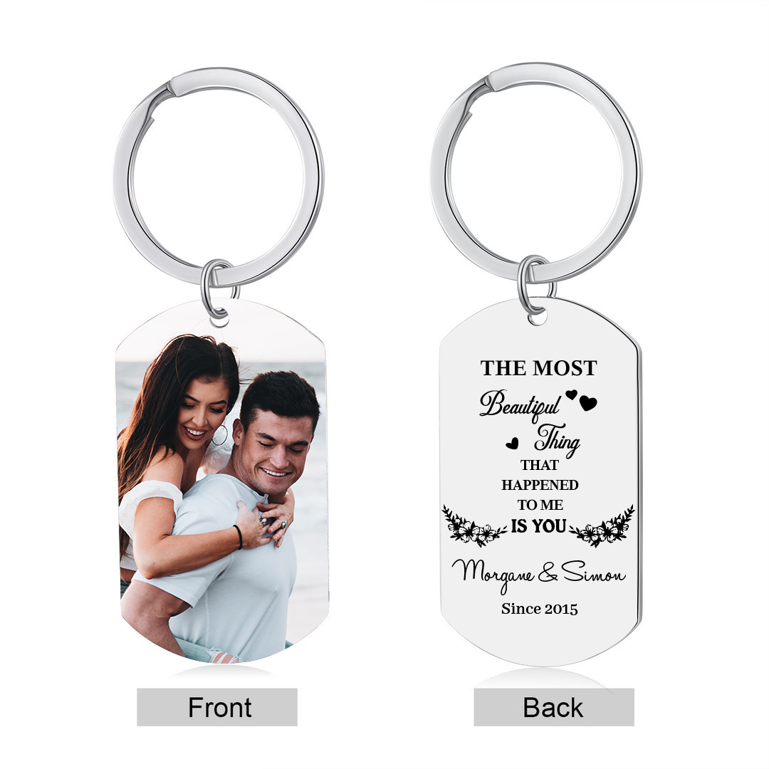 Personalized Photo Couple Keychain Gift Custom Name And Date Special Keychain Gift For Him/Her