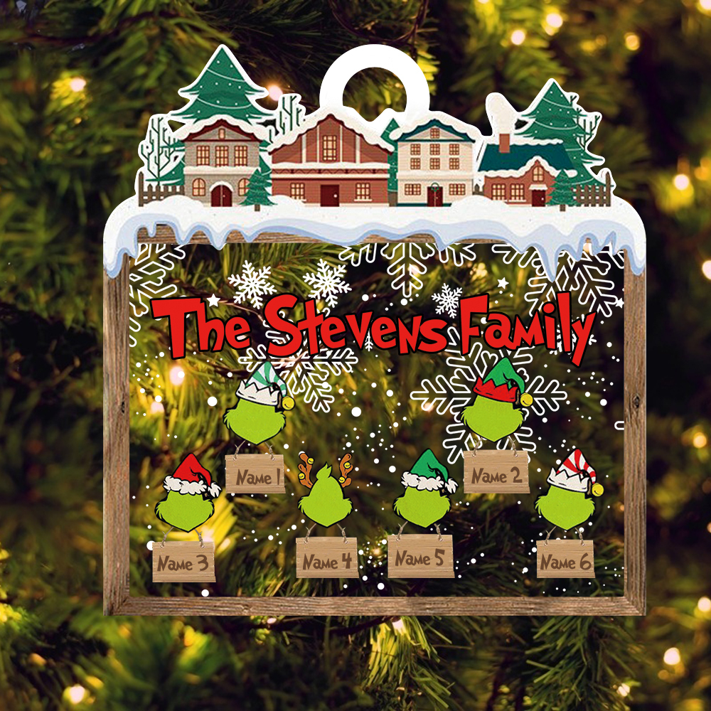 MERRY GRINCHMAS Grinch Personalized Christmas Ornament Engraved 8 Names Gifts For Family | Jessemade