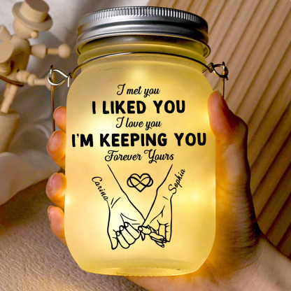 Personalized Couple Pinky Promise Mason Jar Night Light – Custom Names & Date Fairy Lamp Gift | Jessemade