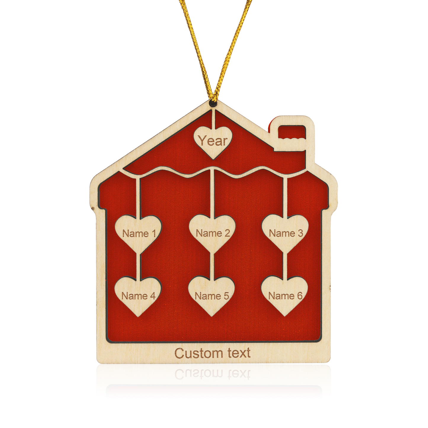6 Names-Personalized Family Wooden Christmas Xmas Tree Decoration Ornament-Custom 6 Names And Year Hanging Ornament Gifts For Family