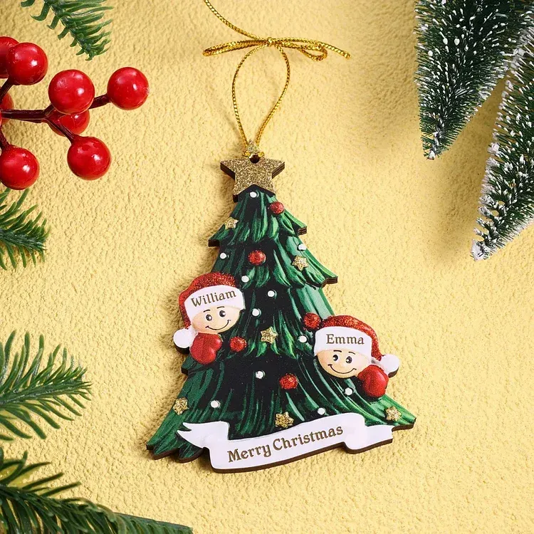 Family Christmas Ornament Custom 2 Names Hanging Ornament Gifts For Family