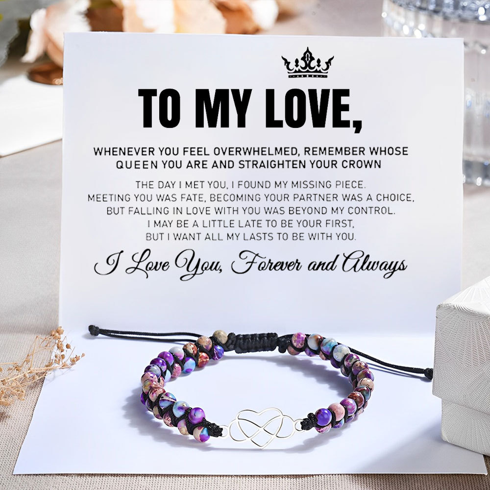 Personalised Infinity Heart Bracelet with "I Love You Forever and Always" Design - Available in Gold and Silver, Valentine’s Day Gifts for Her | Jessemade