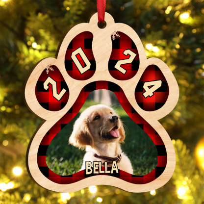 Personalized Pet Photo Christmas Ornament Customized Photo & Name Acrylic Hanging Ornament