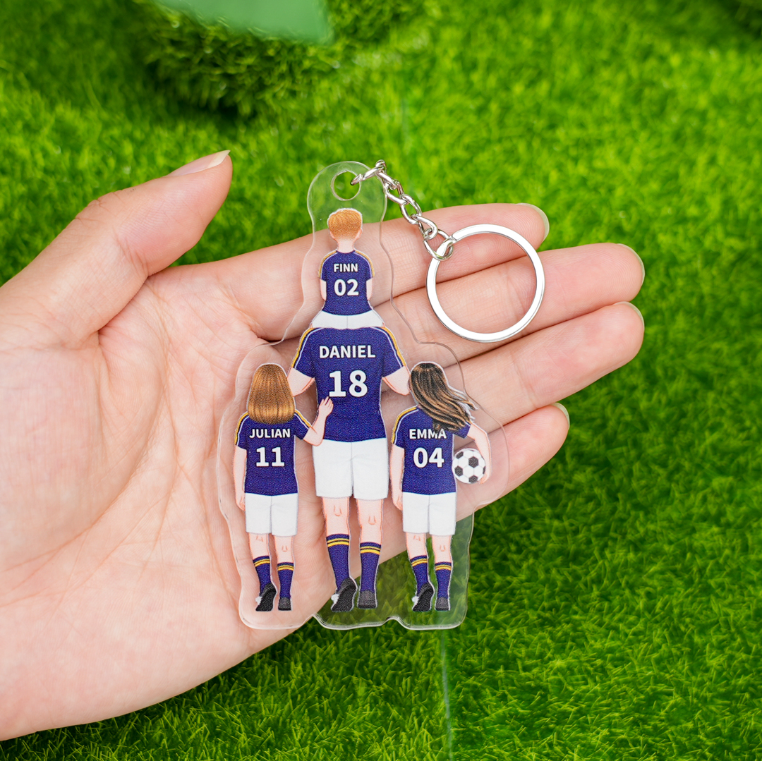 1-3 Names Football Keychain-Personalized Dad's Football Team Gift Set Keychain Custom Names Gift For Dad
