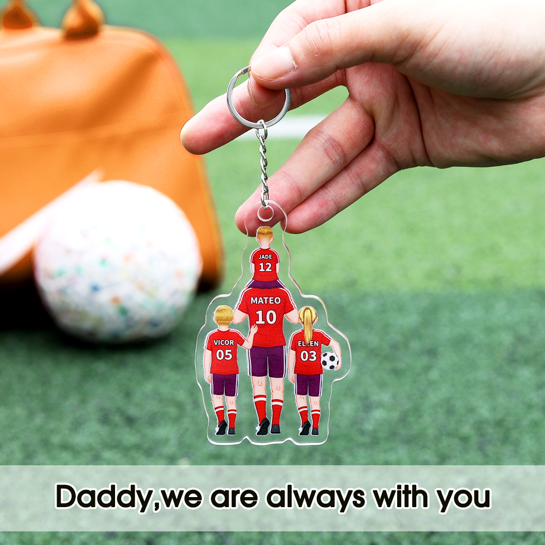 1-3 Names Football Keychain-Personalized Dad's Football Team Gift Set Keychain Custom Names Gift For Dad