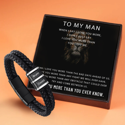 2 Names-Personalized Bead Bracelet Custom Men's Bracelet with Gift Box Engraved Name Personalized Gift for Man