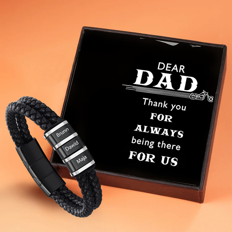 3 Names-Personalized Bead Bracelet Custom Men's Bracelet With Gift Box Engraved Name Personalized Gift for Him
