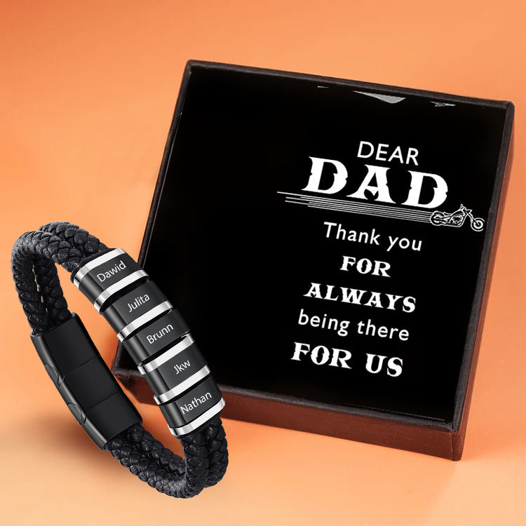 5 Names-Personalized Bead Bracelet Custom Men's Bracelet With Gift Box Engraved Name Personalized Gift for Him