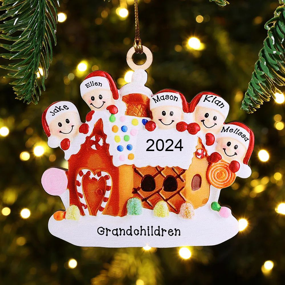 Cookie House Christmas Ornament Custom 6 Names Hanging Ornament Gifts For Family