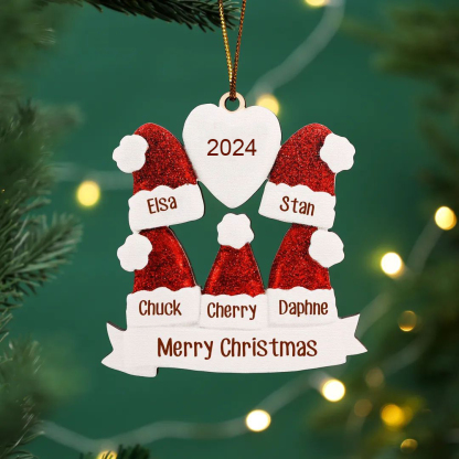 4 Names-Personalized Family Wooden Christmas Xmas Tree Decoration Ornament-Custom 4 Names And Text Hanging Ornament Gifts For Family