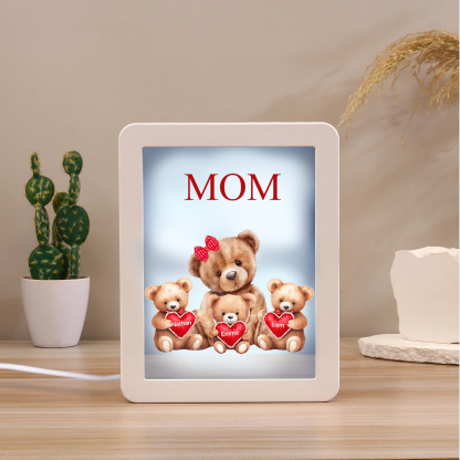 3 Names - Personalized Mom Home Bear Style Custom Text LED Night Light Gift for Mom