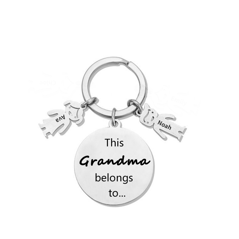 2 Names-This Mom Belongs to...Custom Keychain with Name & Text