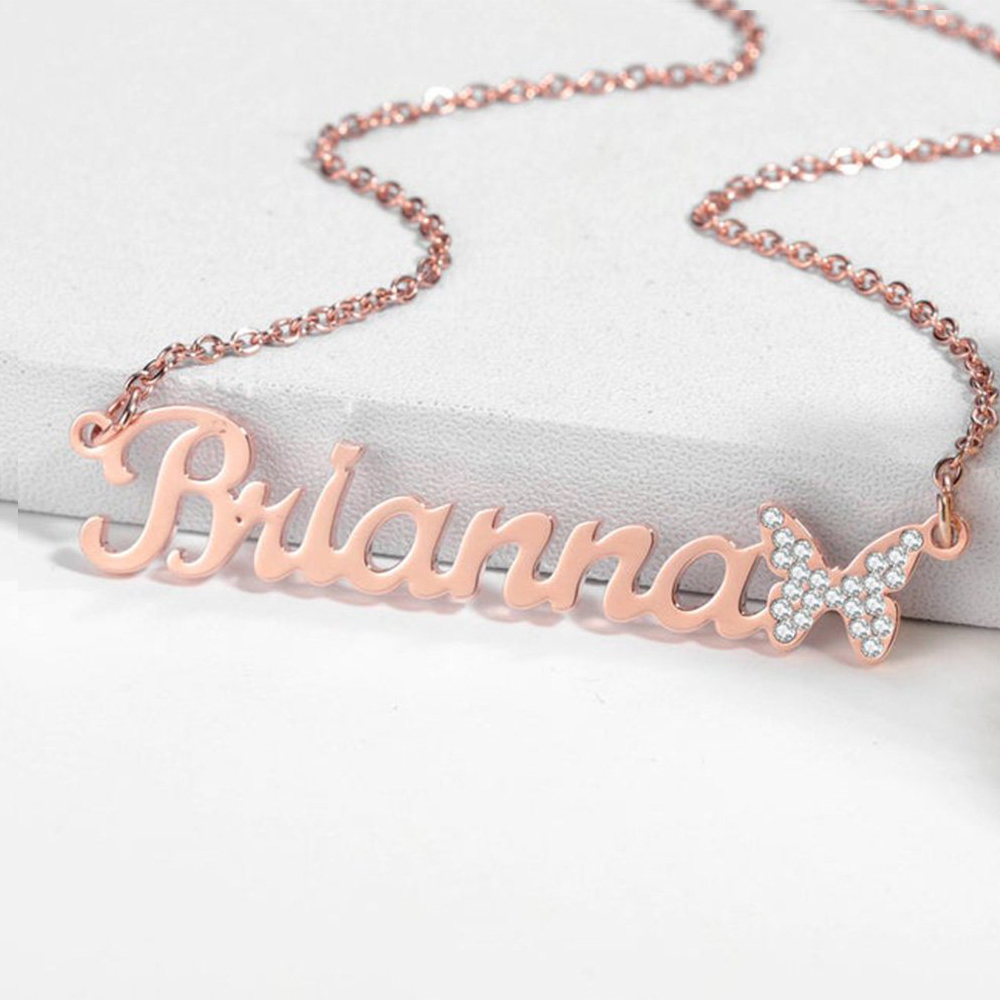 Personalized Butterfly Necklace Custom 1 Name Necklace Gift For Women