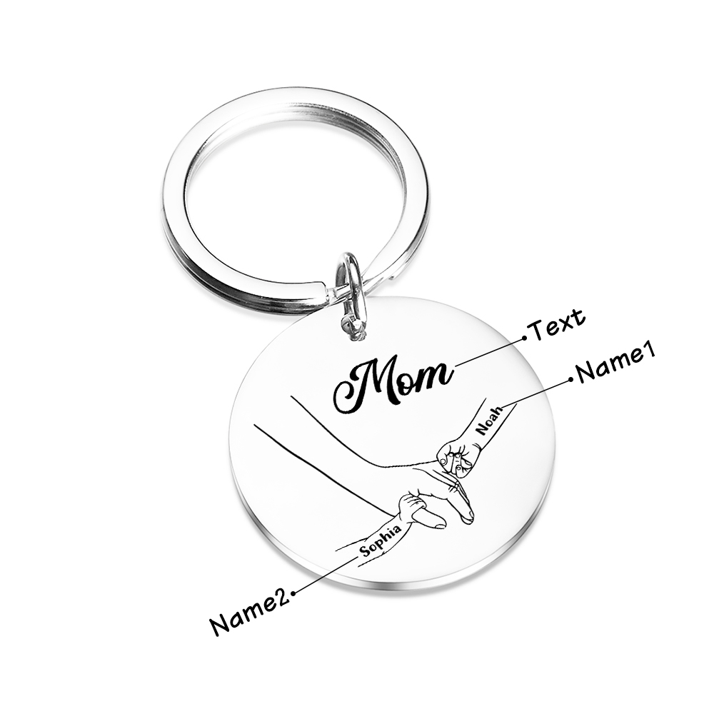 2 Names Personalized Pendant Keychain Strap Set Gift Box Mom Hook Engraved Name Special Gift for Mom