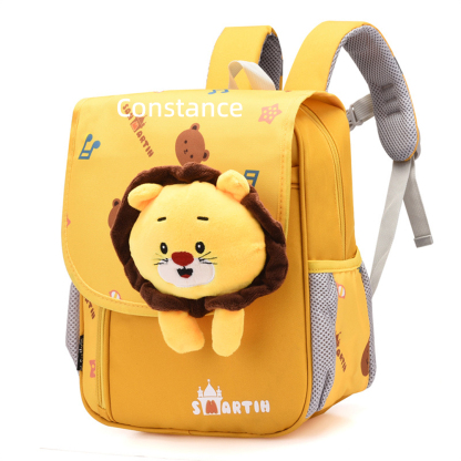 Personalized Yellow Cat Children School Bag Embroidery Name Black Backpack, Customized Schoolbag Travel Bag For Kids