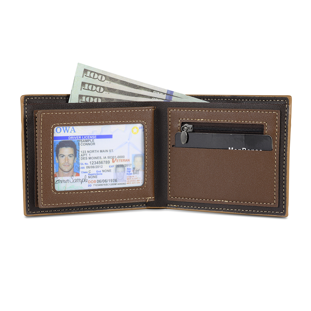 Photo Personalized Leather Men's Wallet Customized Name Letter Folding Wallet Two Colors Available with Gift Box for Dad