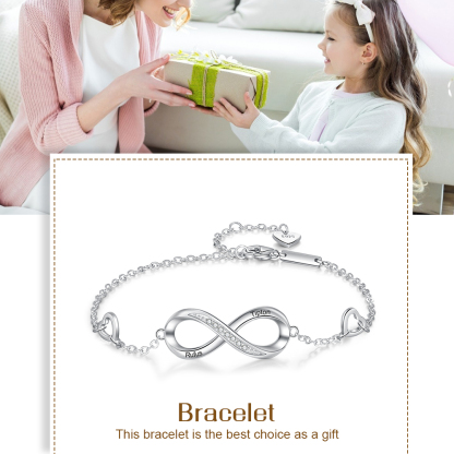 Personalized Engraving 2 Names Infinity Adjustable Bracelets For Women