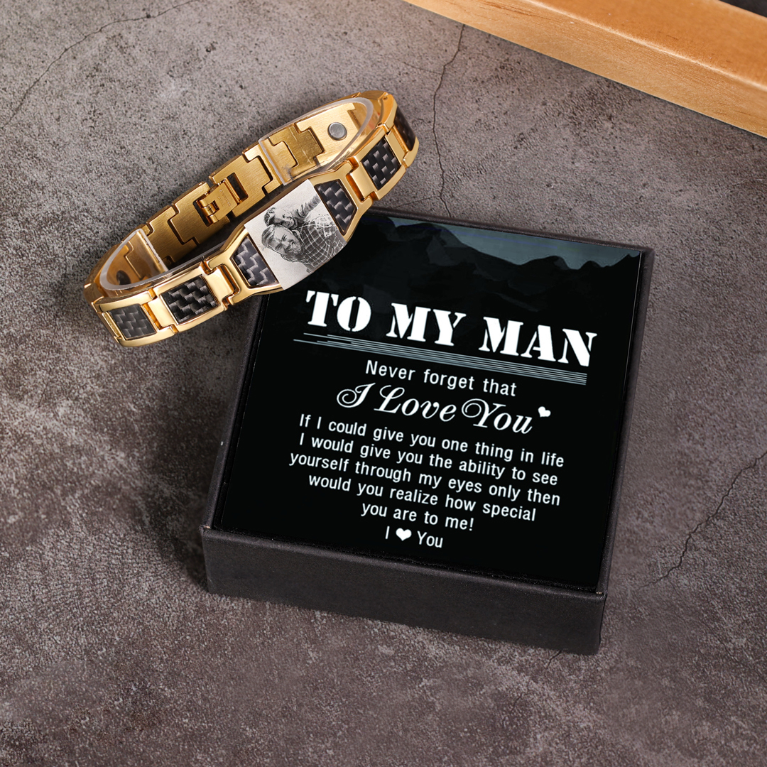 Personalized Bracelet Custom Photo ID Bar Men's Bracelet Bangle Gifts For Him