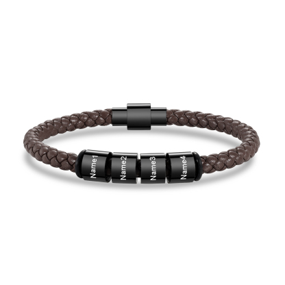 Personalized Men's Bead Bracelet with Custom 4 Names Personalized Gift for Him | Jessmade 
