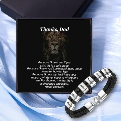 1-8 Names Personalized Braided Leather Bracelet Engraving Men's Bracelet Gift for Dad