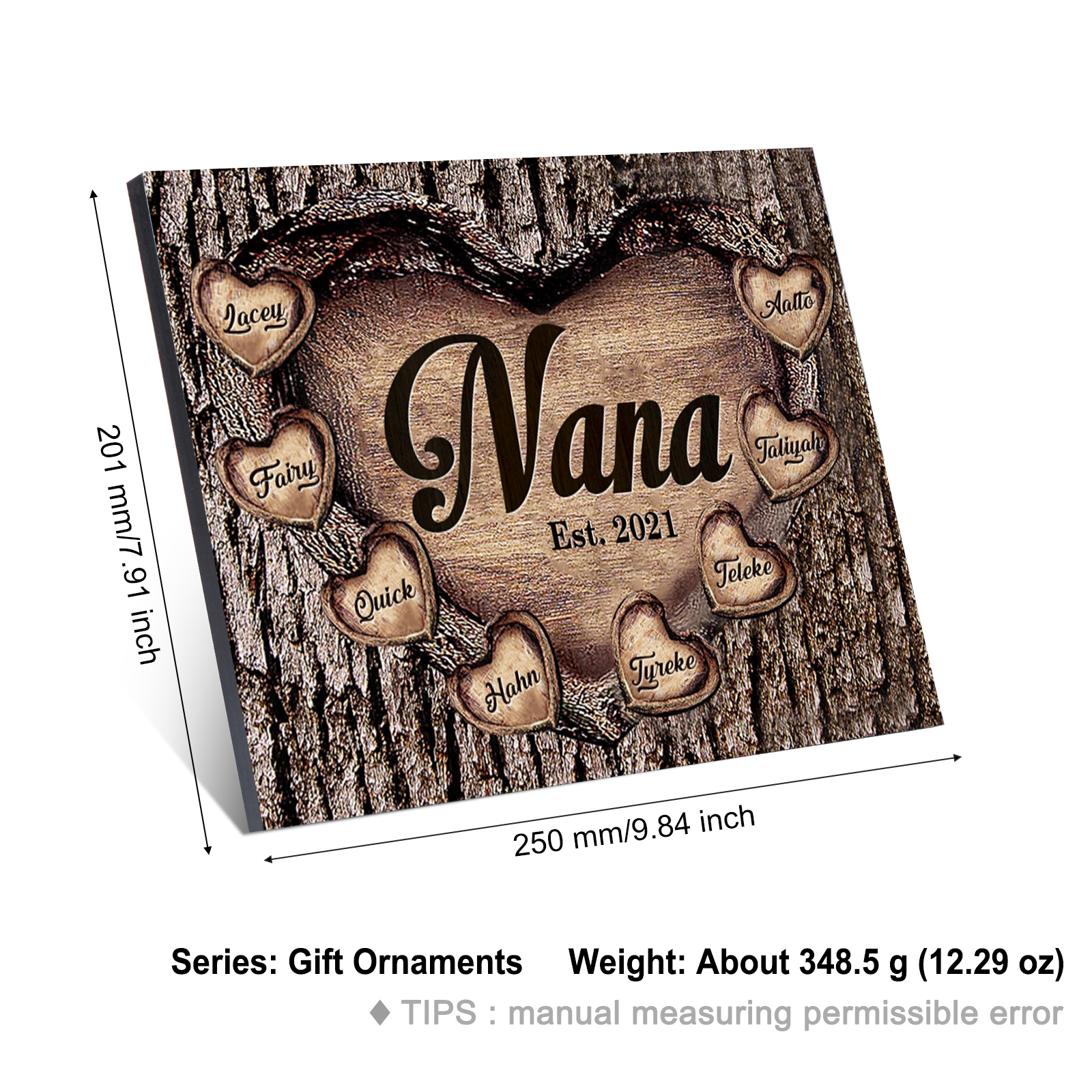 8 Names-Personalized Nana Wooden Ornament Custom Text And Date Home Decoration for Family
