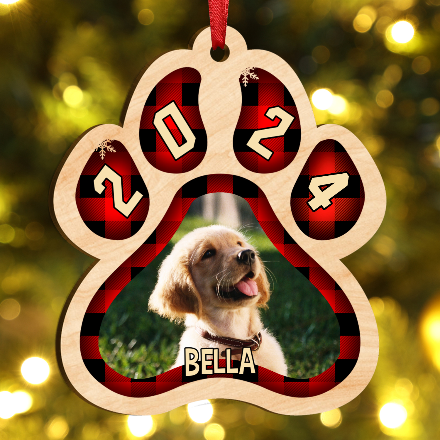 Personalized Pet Photo Christmas Ornament Customized Photo & Name Acrylic Hanging Ornament