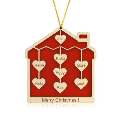7 Names-Personalized Family Wooden Christmas Xmas Tree Decoration Ornament-Custom 7 Names And Year Hanging Ornament Gifts For Family