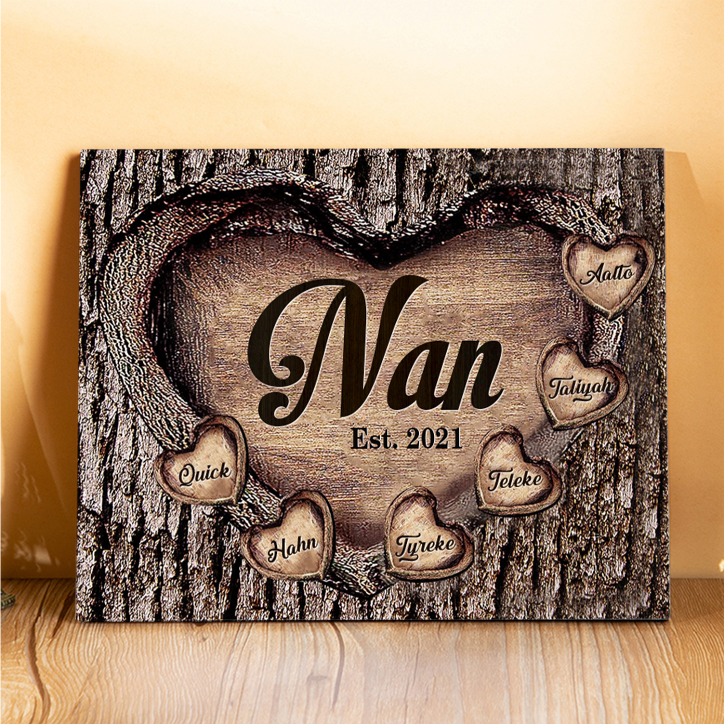 6 Names-Personalized Nana Wooden Ornament Custom Text And Date Home Decoration for Family