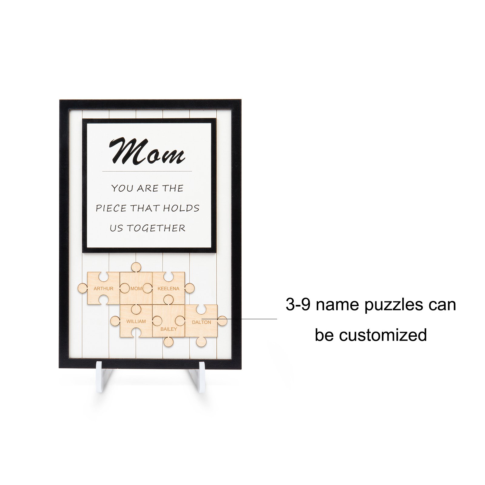 Mom Puzzle Sign Personalized 6 Names Wooden Sign Family Gifts-Mom You Are the Piece that Holds Us Together