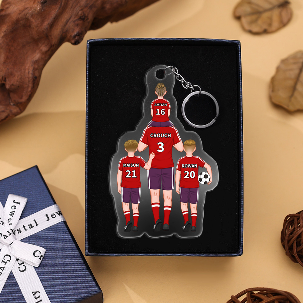 1-3 Names Football Keychain-Personalized Dad's Football Team Gift Set Keychain Custom Names Gift For Dad