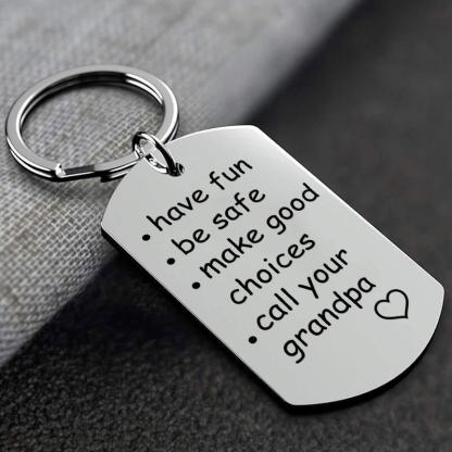 Have Fun Be Safe Make Good Choices Call Your Mom/Dad/Grandma/Grandpa Keychain Set With Gift Box