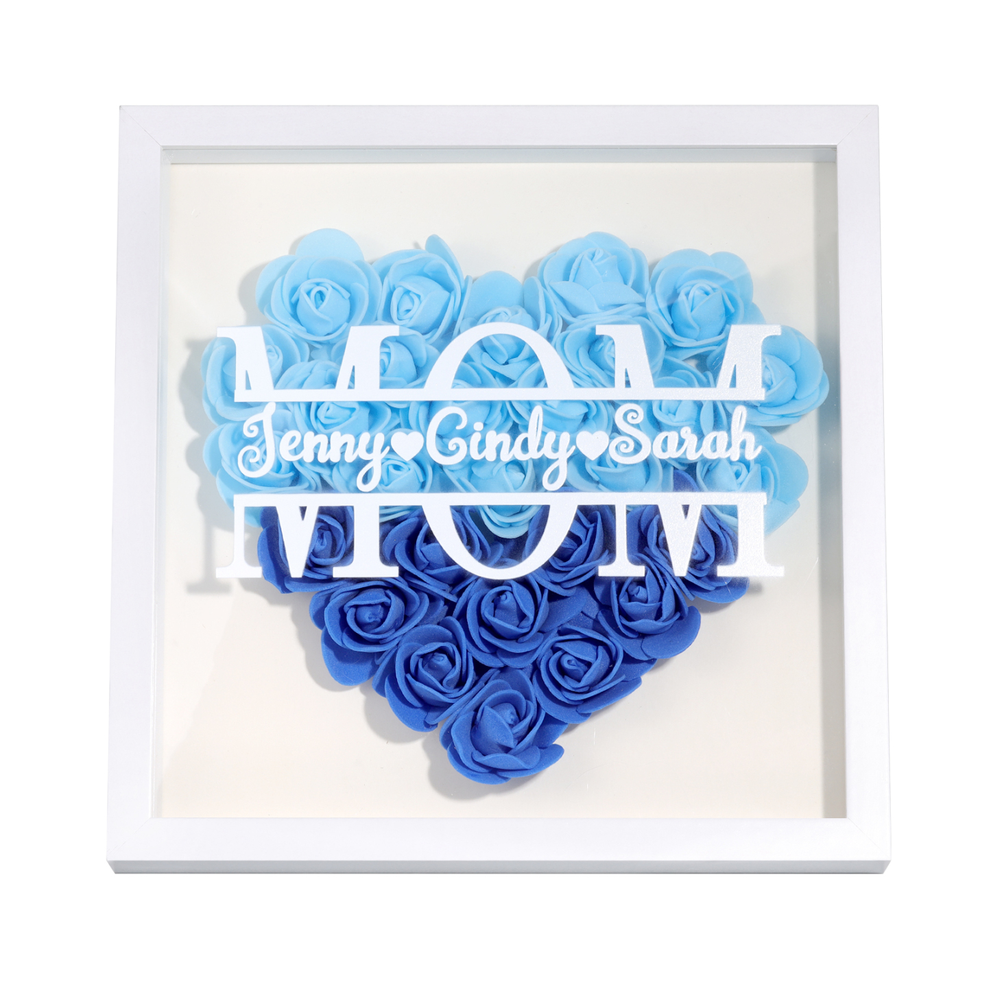 Personalized Name Rose Heart Density Board Frame Custom Text Gift For Mom