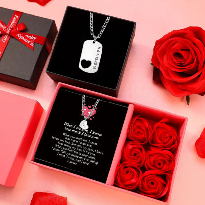 Personalized Heart Cut-Out Couple Necklace Set