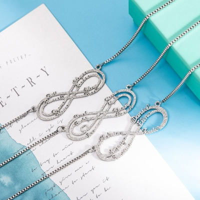 Personalized Infinity Necklace Custom 3 Names Necklace Gift For Women