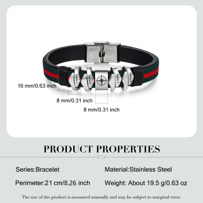 Personalized Leather Bracelet Custom 4 Names Mens Bracelet