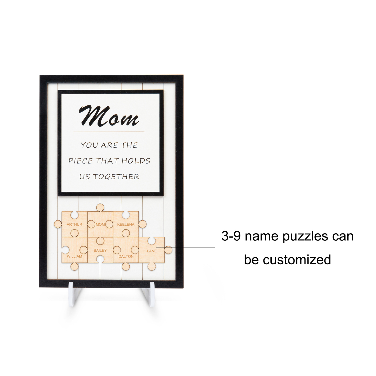 Mom Puzzle Sign Personalized 7 Names Wooden Sign Family Gifts-Mom You Are the Piece that Holds Us Together