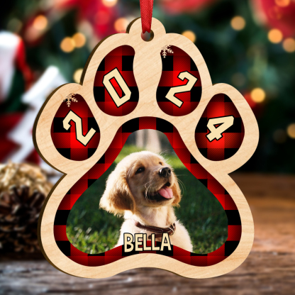 Personalized Pet Photo Christmas Ornament Customized Photo & Name Acrylic Hanging Ornament