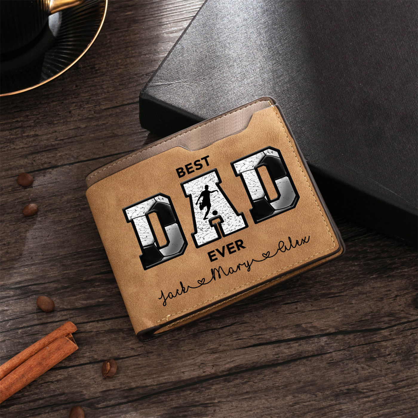Personalized wallet – “Best Dad Ever” Football-Themed Wallet Gift | Jessemade