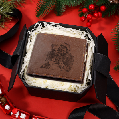 Personalized Men's Wallet with Custom Photo & Name & Letter PU Leather