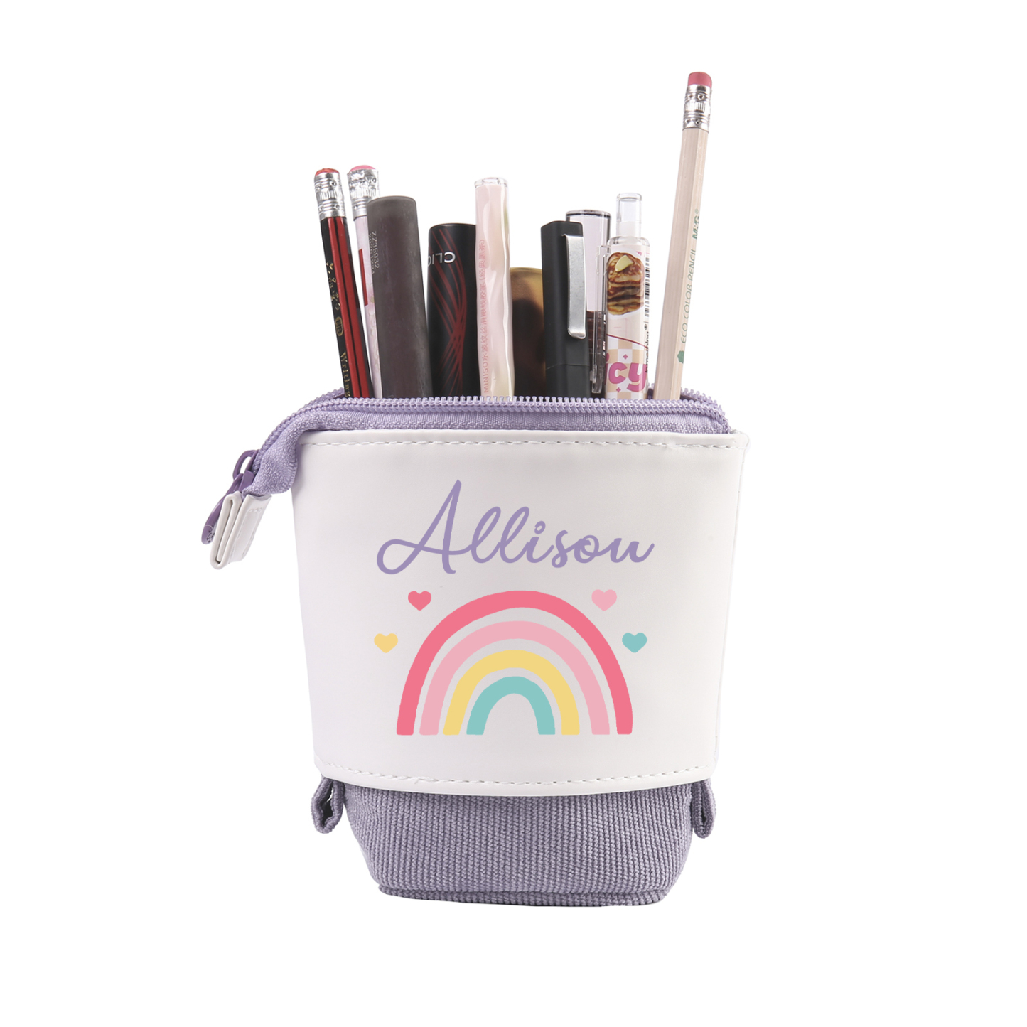 Back to School Gift Set -Personalized Gift Customized Name and Date Enamel Mug and Pueple Dinosaur Pencil Case and Dinosaur Bracelet Set - Gift for Kids
