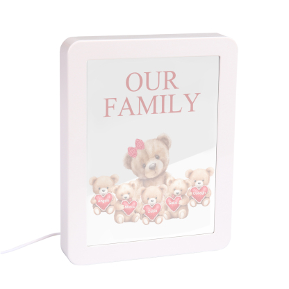 5 Names - Personalized Mum Home Bear Style Custom Text LED Night Light Gift for Mom