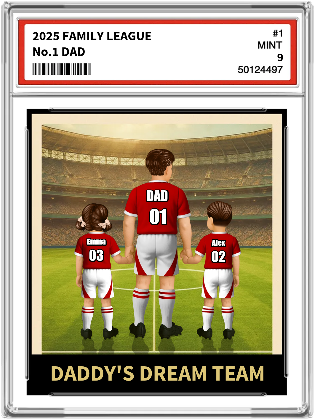 Personalized Acrylic Soccer Display  – “Daddy's Dream Team” Name Plaque for Father's Day