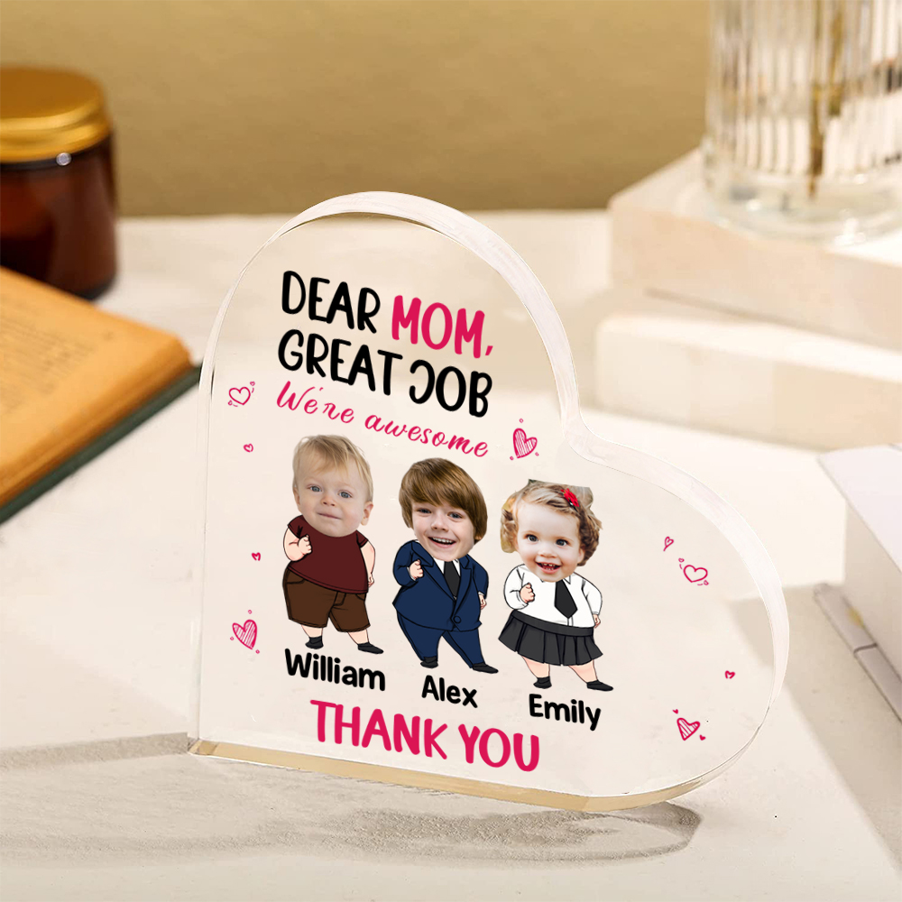 Custom 1-3 Suit Photo Image Style Acrylic Heart Decoration Brand Plaque Decoration Home Decoration for Mom