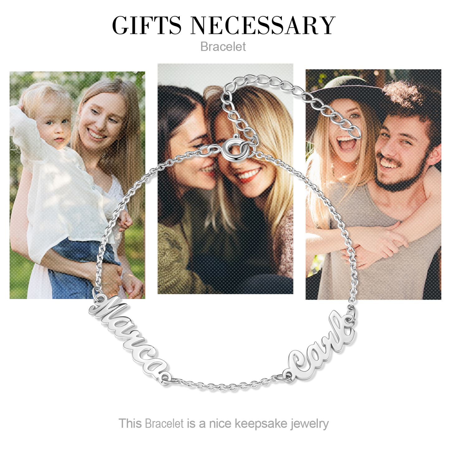 Personalized Family Name Bracelet Custom 2 Names Bracelet Best Gift For Her